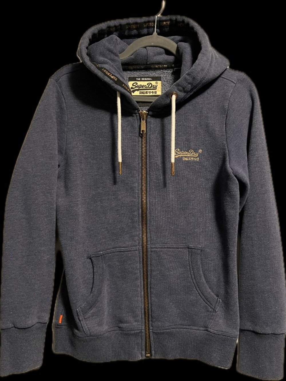 Superdry Orange Label Full Zip Hoodie in Navy Blue | SMALL